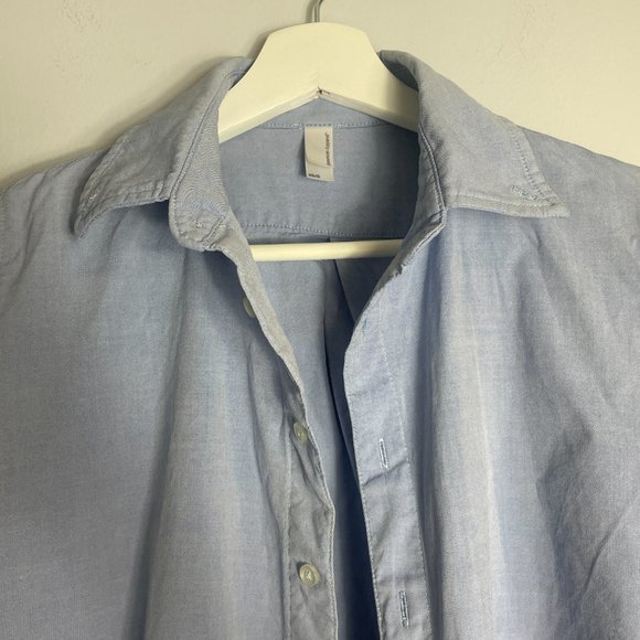 American Apparel Cotton Blue Shirt Dress with Pockets Size XS/S Comfy - Picture 4 of 11